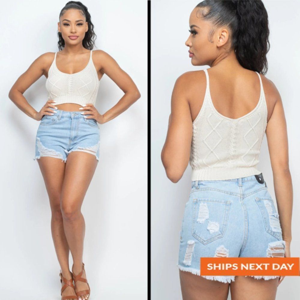 Scoop Neck Cable-Detail Tank Top